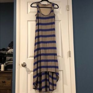 Green envelope Purple/tan dress